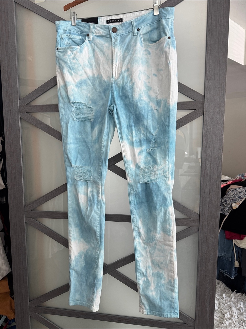 Light Blue Tie-Dye Distressed Jeans
